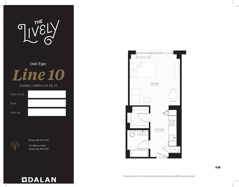 S1 Floor Plan at The Lively, Jersey City, NJ 07302